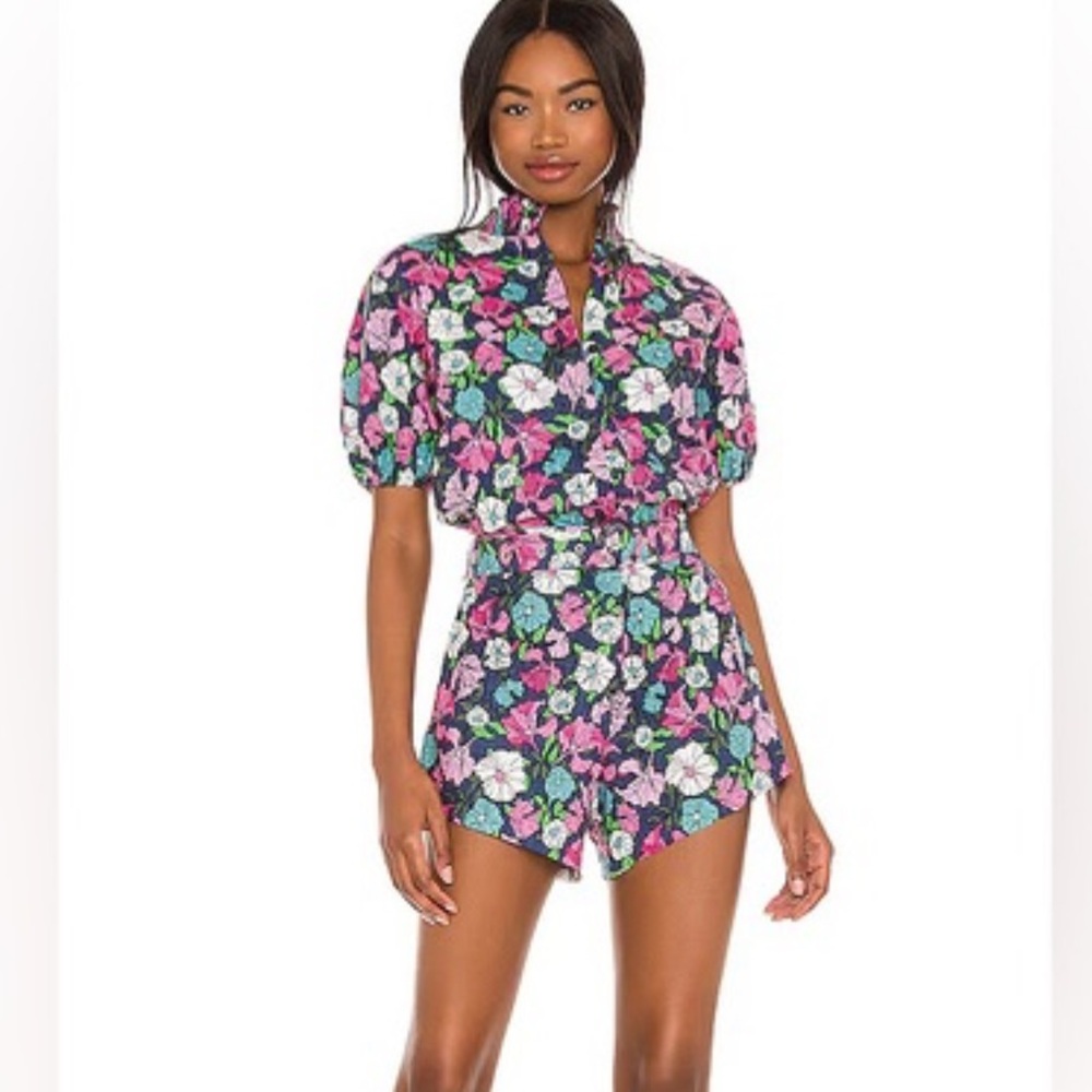SWF Puff Sleeve Romper in Reincarnation Blue